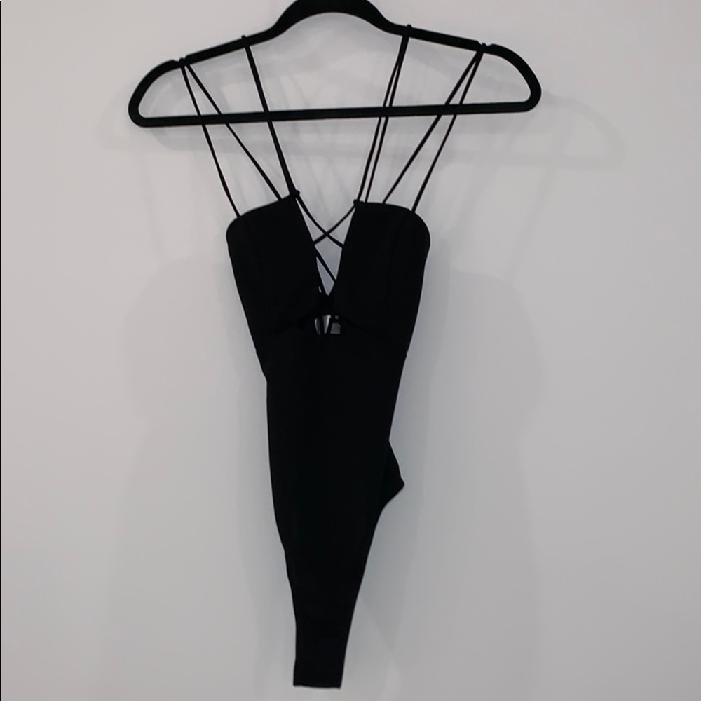 Black lace up bodysuit